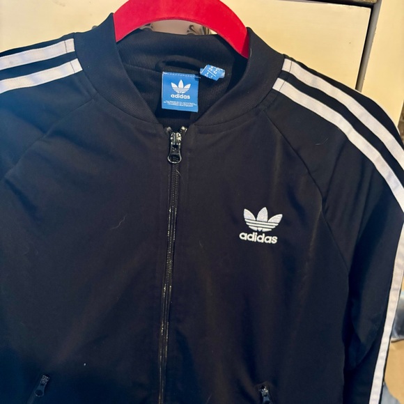 Adidas Black Track Jacket with White Stripes - Picture 6 of 15